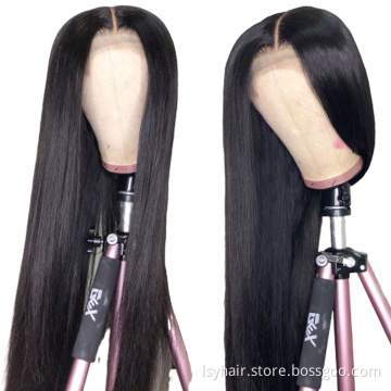Straight Human Hair Wig 100% Hand Tied Can Be Bleached High Ponytail Glueless Pre Plucked with Baby Hair Wholesale Full Lace